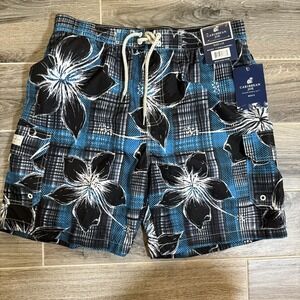 New Carribean Joe Mens Swim Shorts Lined Pockets Sz L Blue Surf Boarding Beach‎